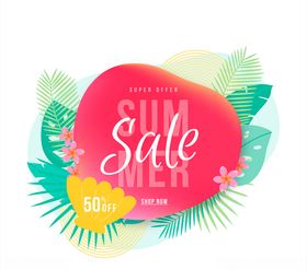 彩色夏季半价促销霓虹灯