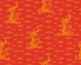 红底祥云龙数码印花