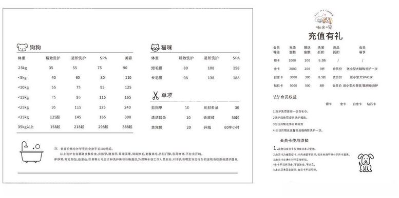 编号：43984512192251048156【酷图网】源文件下载-宠物店价格表会员权益