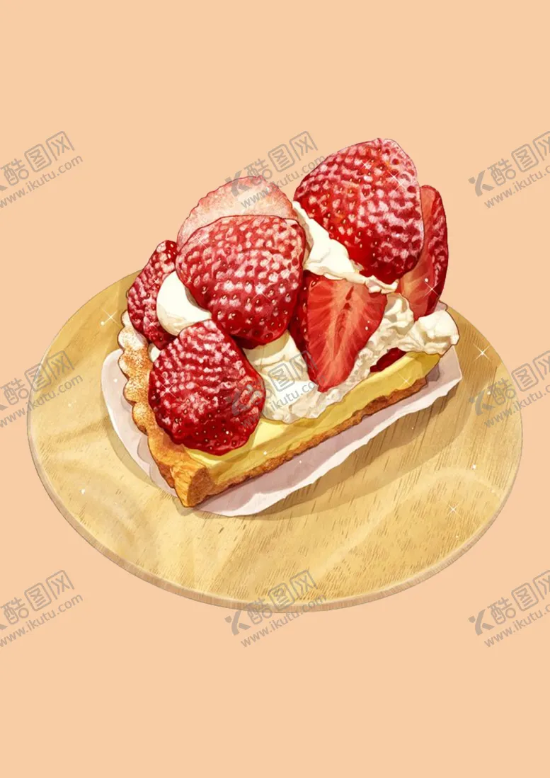 编号：92478706280709379787【酷图网】源文件下载-西式甜点草莓蛋糕下午茶手绘插画