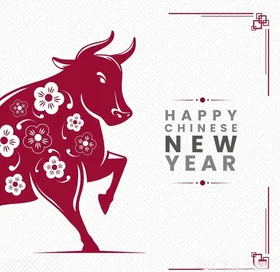 牛新年展板背景喜庆气冲天生肖