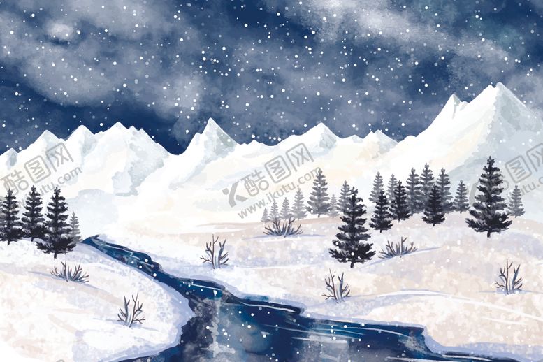 编号：47887810111058281048【酷图网】源文件下载-冬季雪景插画图案