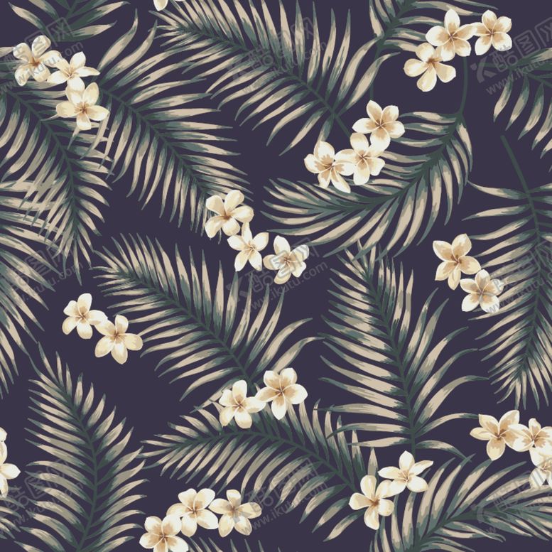 编号：89884309101158484755【酷图网】源文件下载-复古色调植物花朵底纹