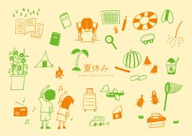 绿色家居生活元素插画