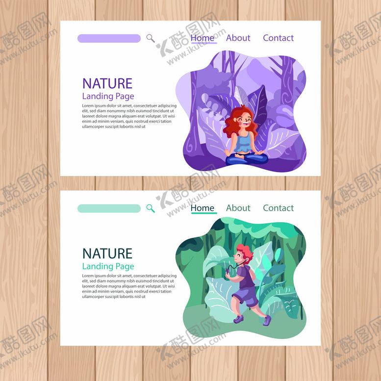 编号：20448911012333308942【酷图网】源文件下载-森林自然与人卡通插画