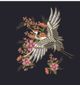 手绘花鹤