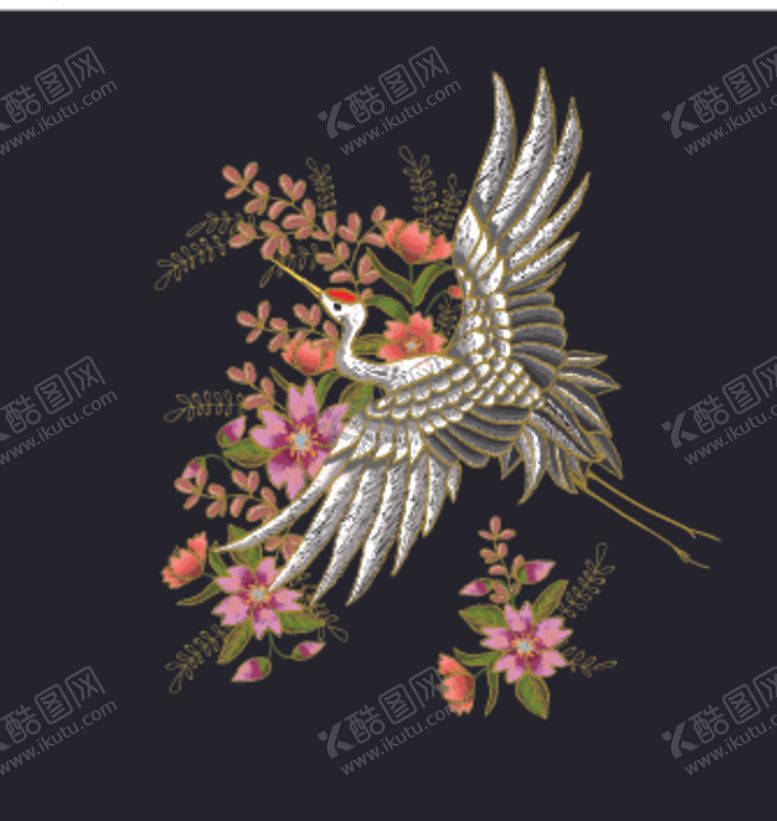 编号：45349906160000244465【酷图网】源文件下载-手绘花鹤