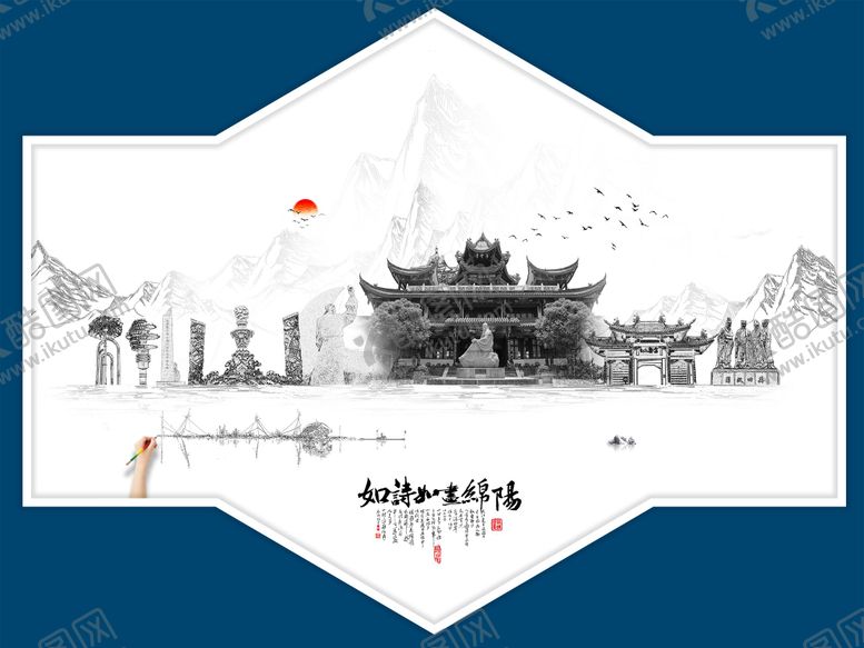 编号：69593612072343092687【酷图网】源文件下载-如诗如画绵阳宣传海报展板