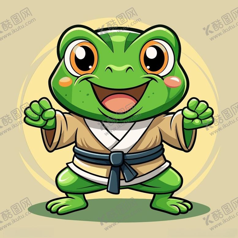 编号：28361402130323053630【酷图网】源文件下载-穿白色战斗服的拟人青蛙