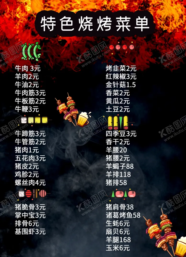 编号：95478505030154566747【酷图网】源文件下载-烧烤菜单