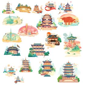 国潮建筑素材