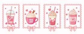 粉色系卡通奶茶插画
