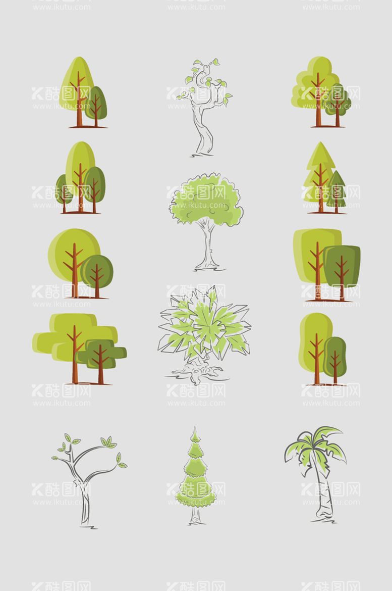 编号：30915809280937494502【酷图网】源文件下载-AI矢量树木树苗