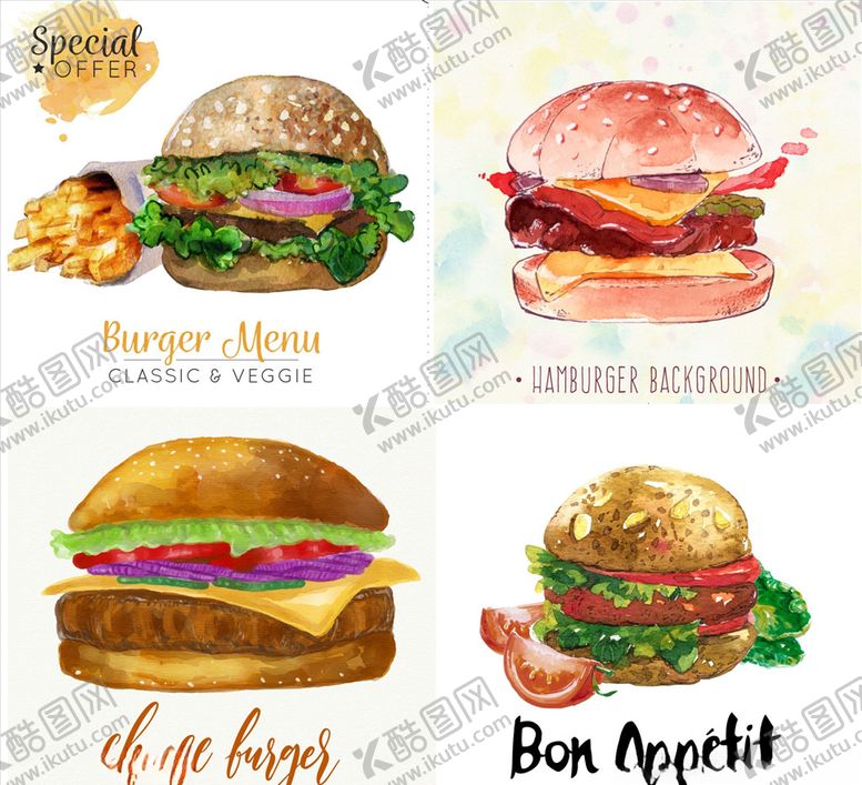 编号：76942109261301486091【酷图网】源文件下载-手绘汉堡快餐西餐