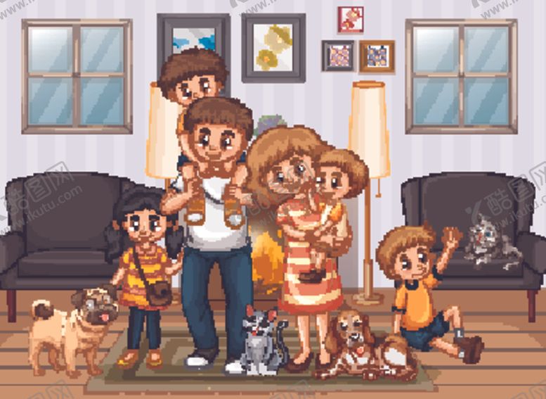 编号：75408406242107188231【酷图网】源文件下载-卡通家庭人物