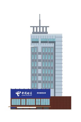 扁平化建筑插画