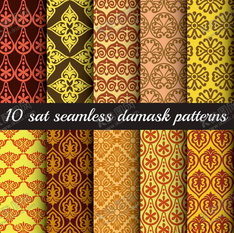 编号：78837211021408143727【酷图网】源文件下载-十款无缝锦缎图案集合