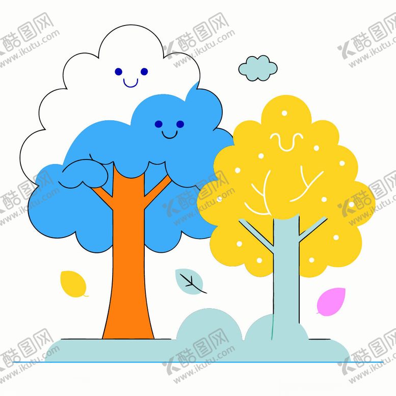 编号：26654702061643221798【酷图网】源文件下载-可爱卡通树木插画