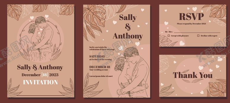 编号：49614811021901071348【酷图网】源文件下载-复古风格婚礼请柬设计