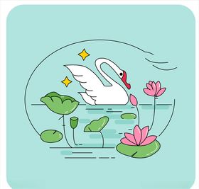 ai插画天鹅与荷花