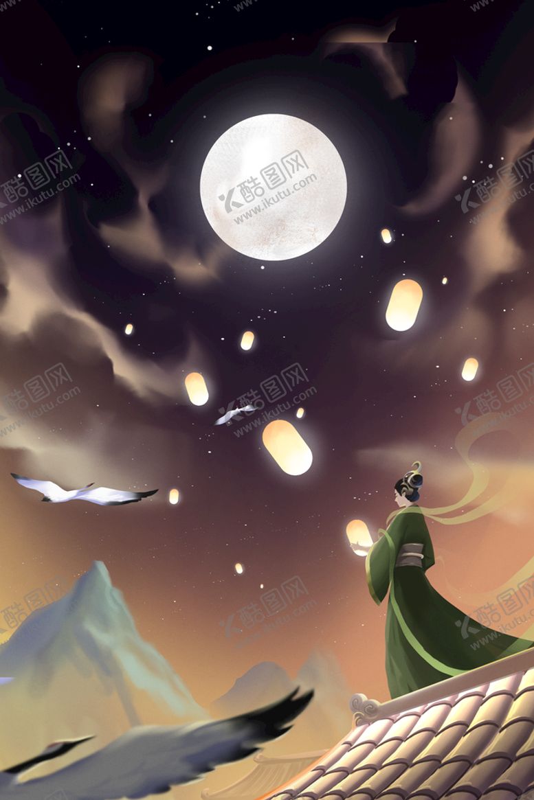 编号：07231609181139413941【酷图网】源文件下载-中秋节古风竖版