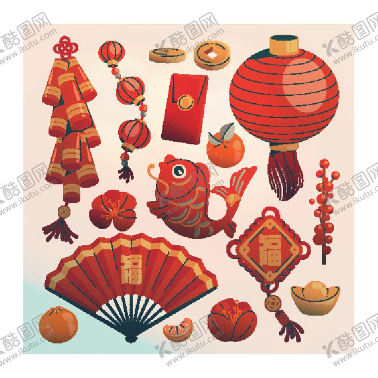编号：80559512161619559096【酷图网】源文件下载-中国传统花纹新年春节图案