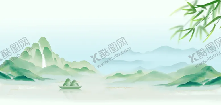 编号：51116804171157176316【酷图网】源文件下载-端午节节日山水粽子绿色国风背景