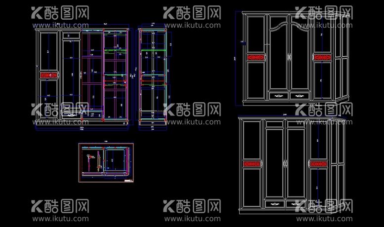 编号：33699811150055461165【酷图网】源文件下载-明式如意大衣柜CAD