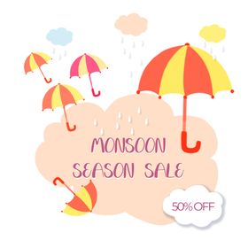 扁平风格夏季雨伞促销活动