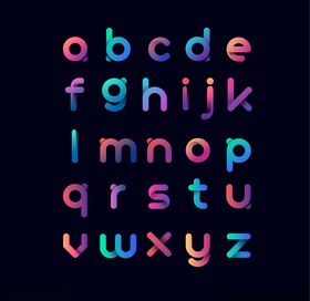 英文字母数字霓虹灯插画绚丽手写