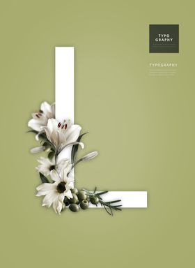 创意英文字母花朵X组合海报