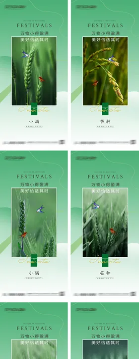 小满芒种节气海报系列麦穗风景