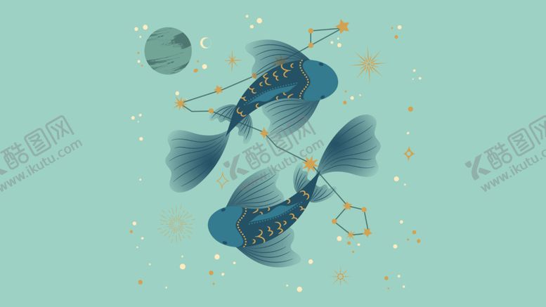 编号：27289105020143432029【酷图网】源文件下载-12星座双鱼座插画
