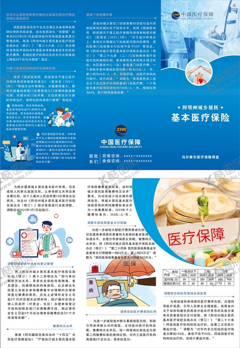 编号：29346709181514183268【酷图网】源文件下载-深蓝色系医保三折页
