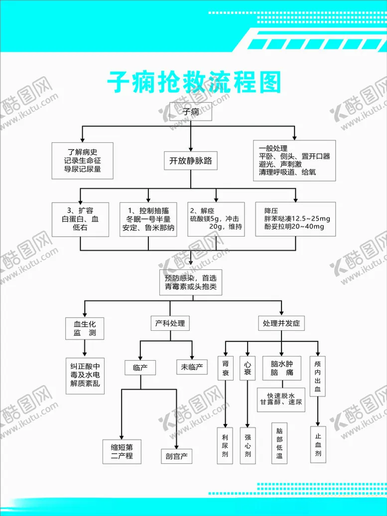 编号：71506901182003092230【酷图网】源文件下载-子痫抢救流程图