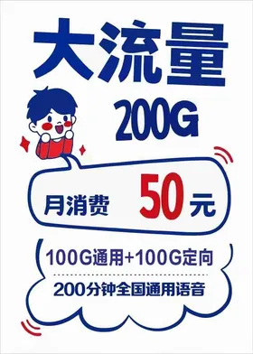 单页pop海报5G流量体验卡活动促销海报中国联通