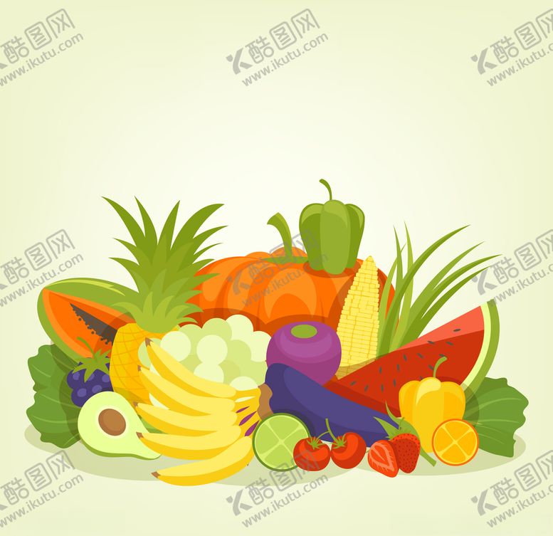 编号：75010307080415288090【酷图网】源文件下载-矢量水果蔬菜素材
