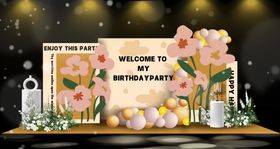 大地色花明信片生日气球派对美陈