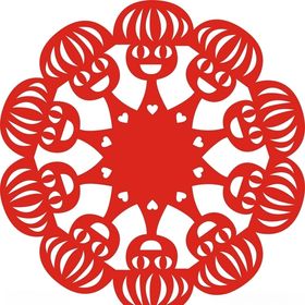 六角剪花窗花纸图案背景元素