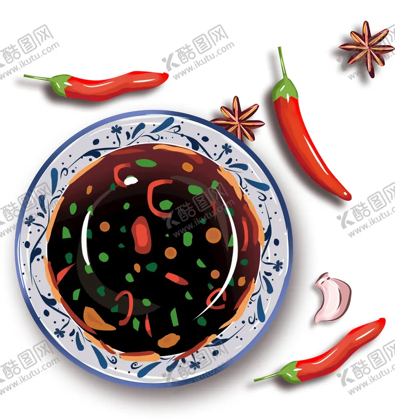 编号：09471509140517262680【酷图网】源文件下载-调料小料菜碟火锅美食大料辣椒