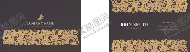 编号：20131507070300357281【酷图网】源文件下载-复古欧式花纹简约名片模板