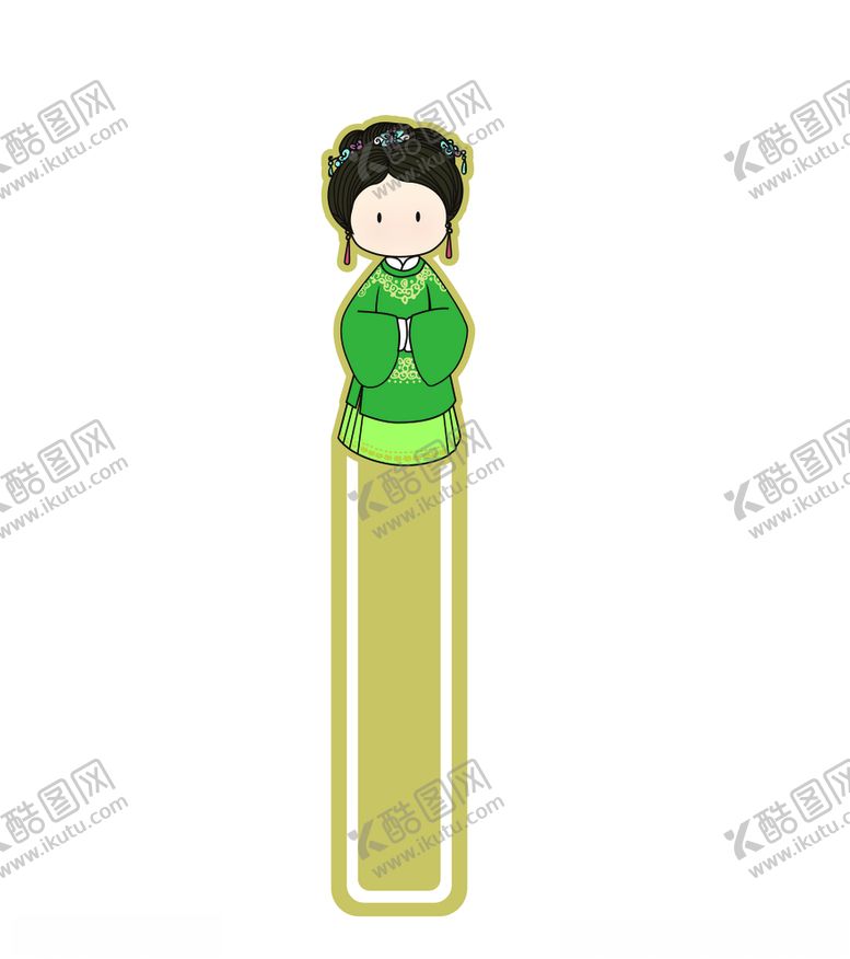 编号：11244405122155104289【酷图网】源文件下载-宫女尺子书签