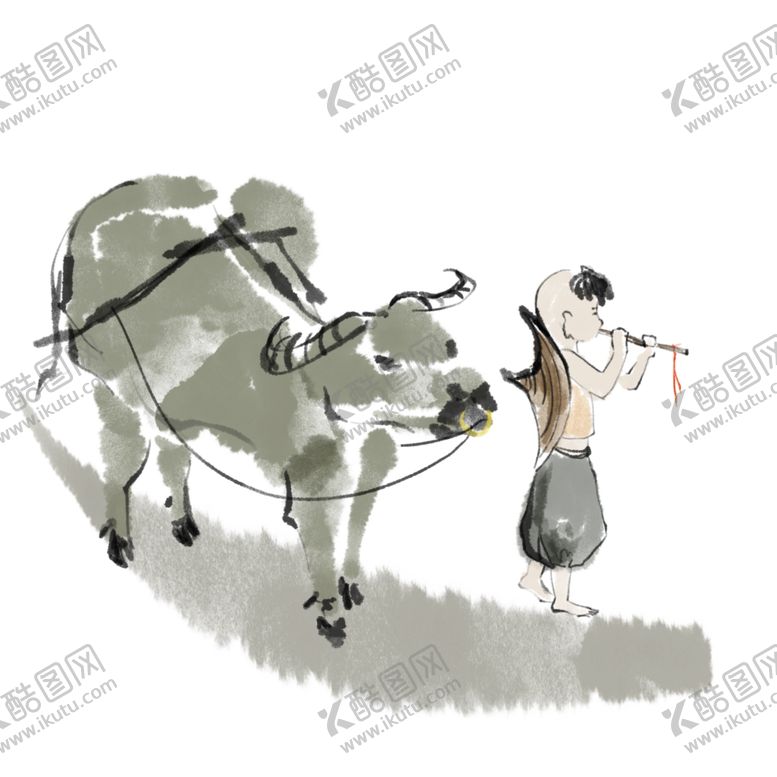 编号：31749010181457552559【酷图网】源文件下载-清明节放牛素材