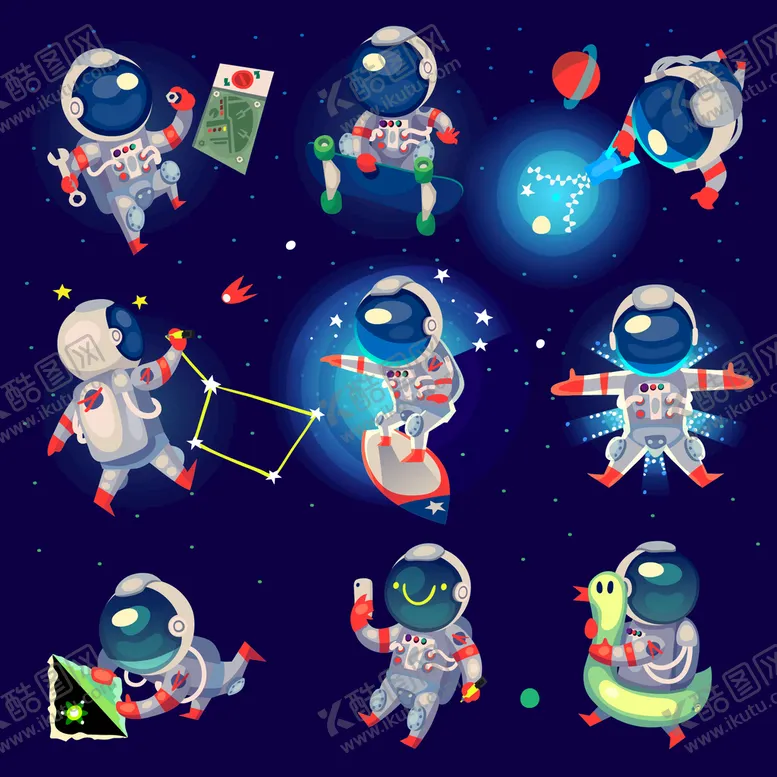 编号：13079010162029283284【酷图网】源文件下载-宇航员 太空人 星球 宇宙飞船