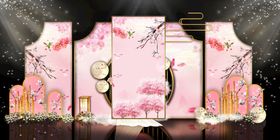 粉色婚礼背景莫兰迪系大理石纹
