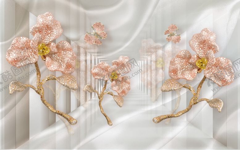 编号：62874205060530328058【酷图网】源文件下载-立体花朵电视背景墙