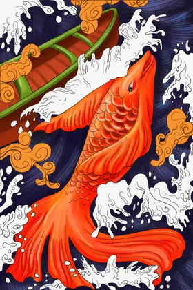 国潮插画海报灯箱中风元素来袭