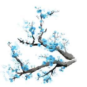 梅花素材红水墨画中国风