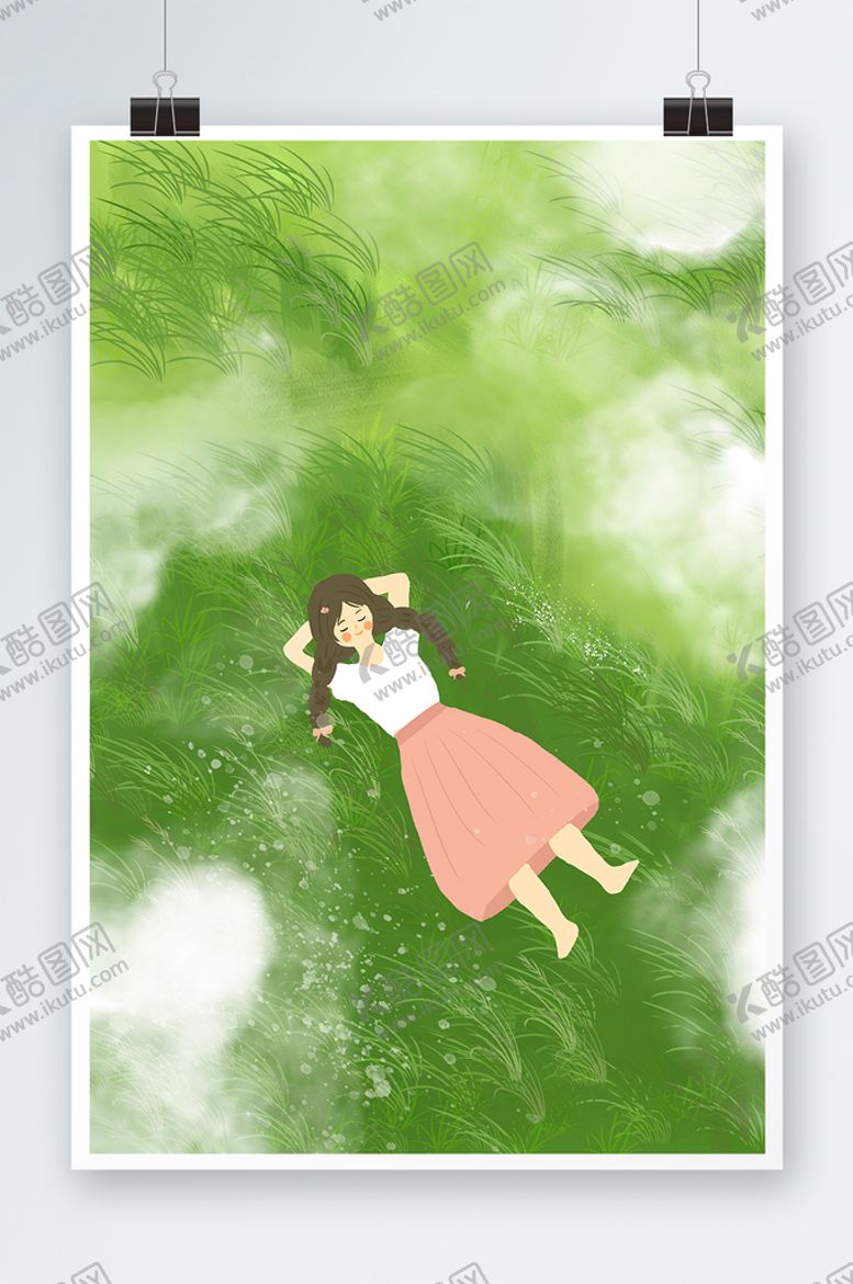 编号：20916709131648095012【酷图网】源文件下载-女孩躺在草地上