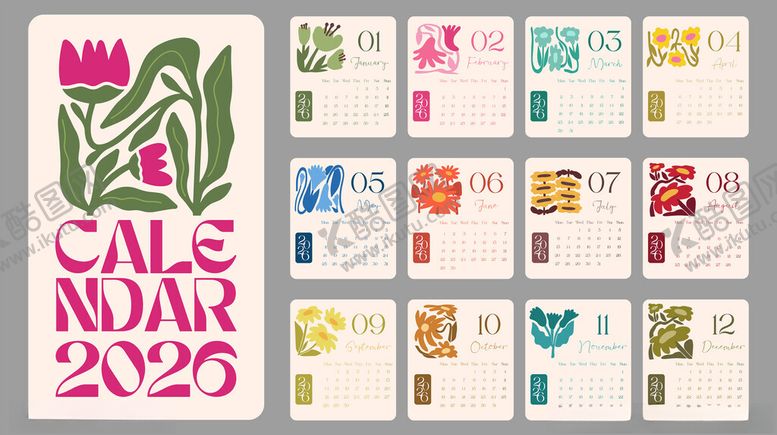 编号：15280911191816084104【酷图网】源文件下载-2026年日历模板